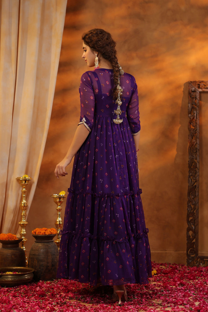 Stylish Harini Bandhani Long Dress Gillori Stylish Harini Bandhani Long Dress Gillori