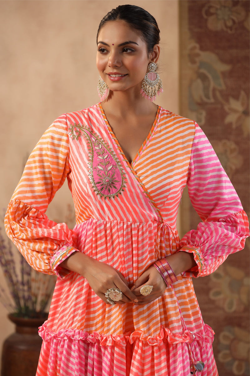Silver Leheriya Silk Dress