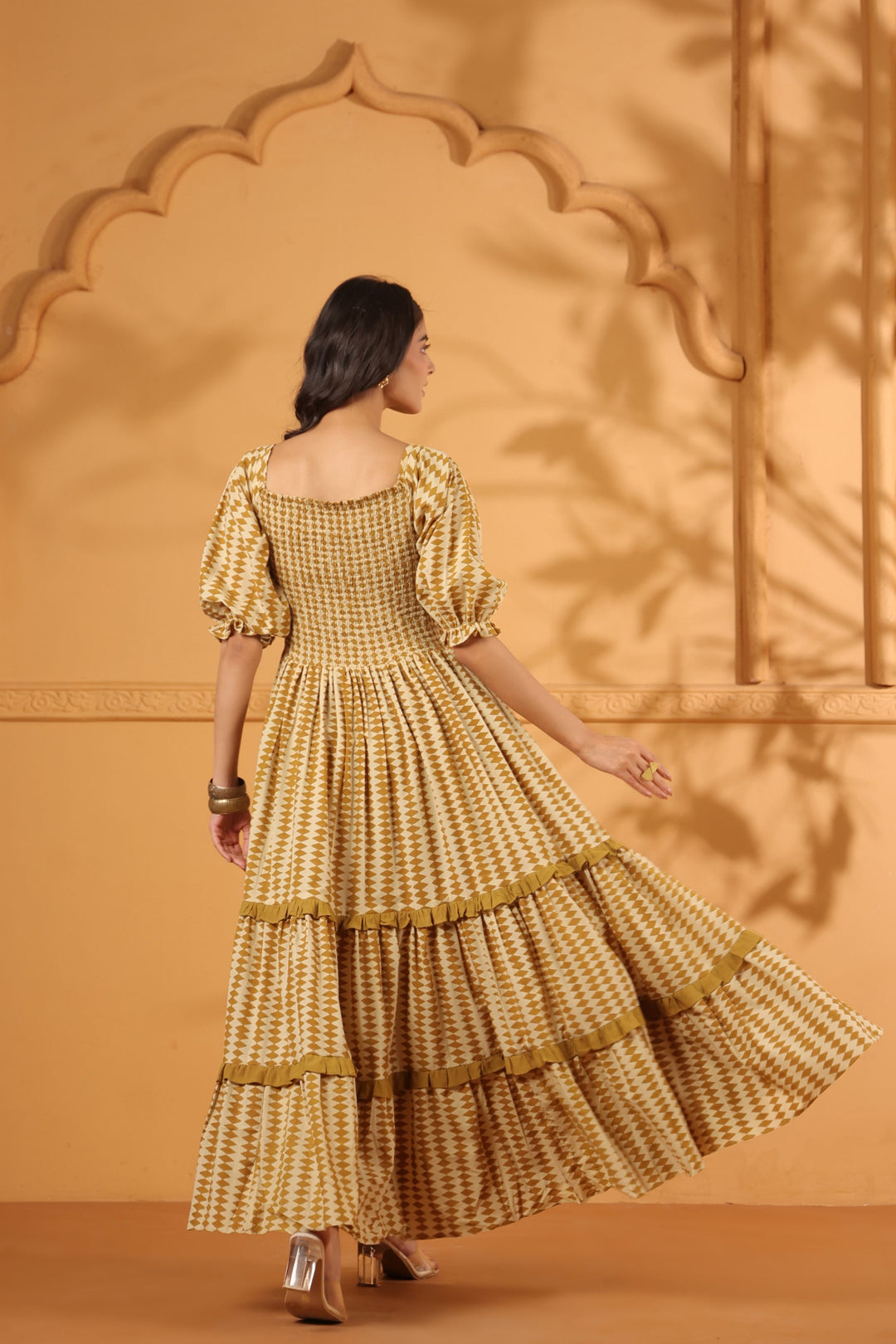 Bagru Block Printed Tiered dress