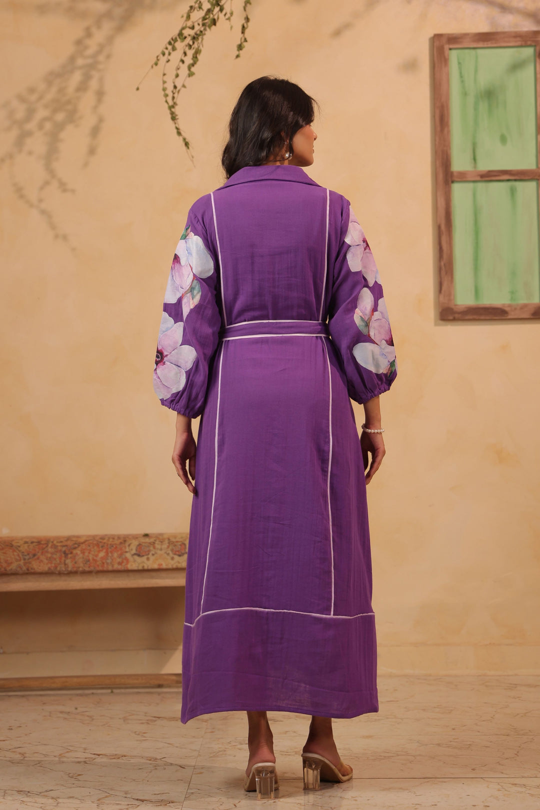 French Violet Patch Work A Line Dress