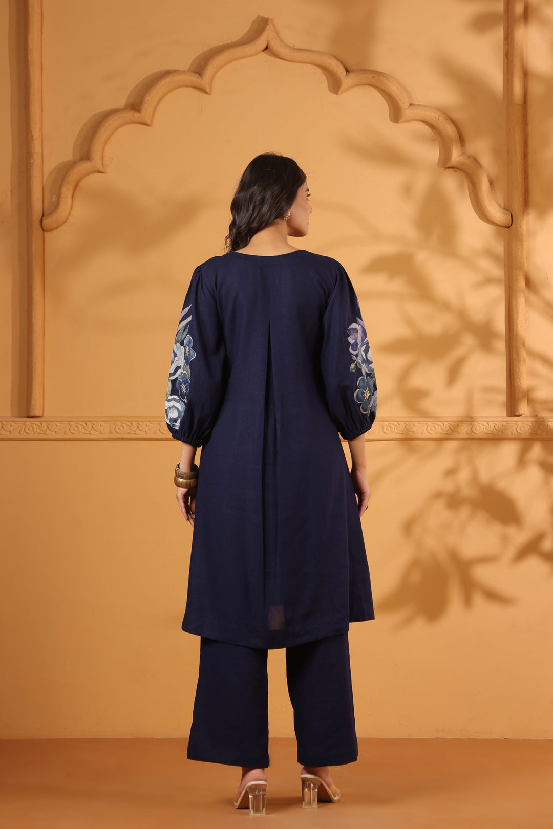 Blue Linen Patch Work Co-Ord Set