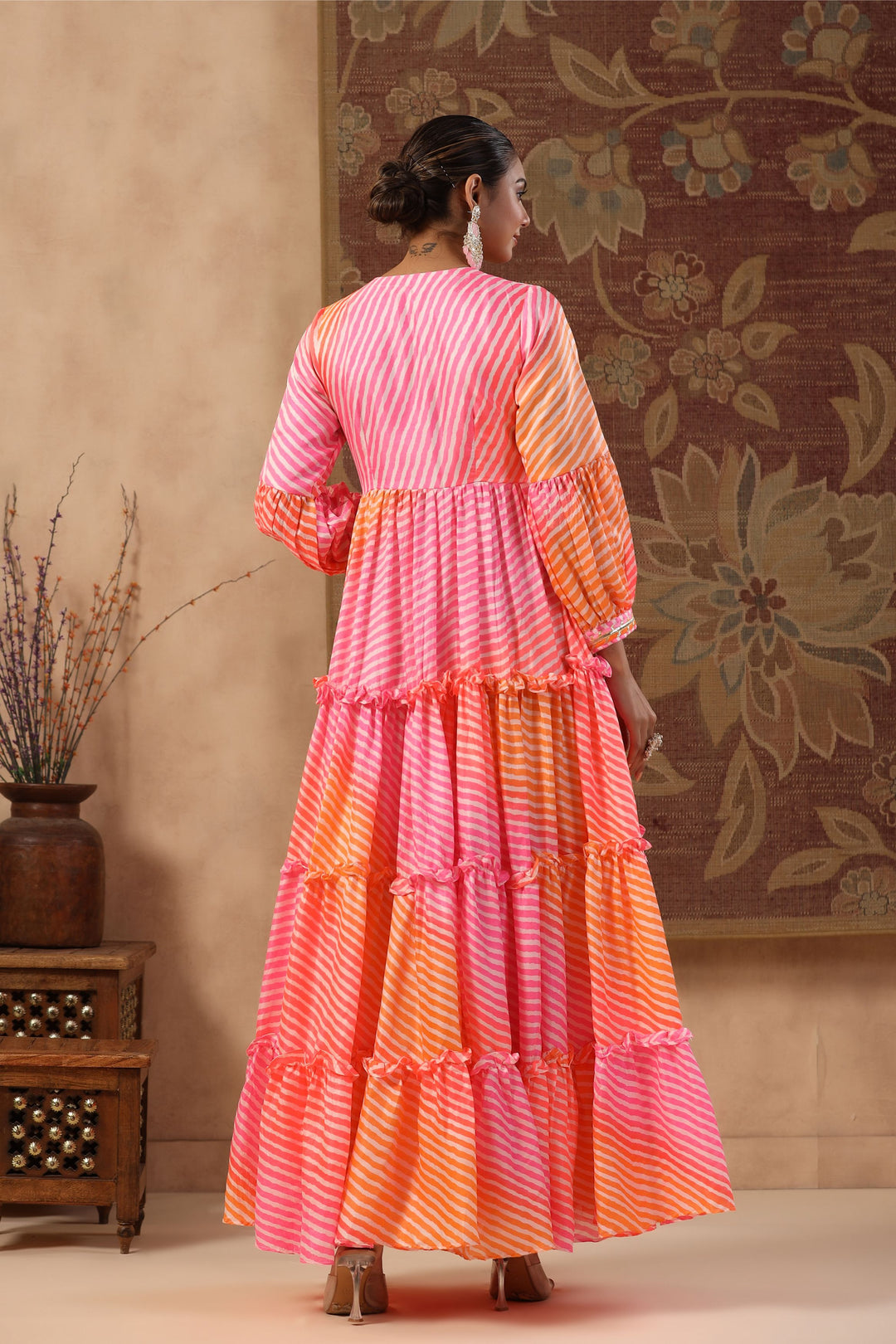 Saavan long tiered leheriya dress