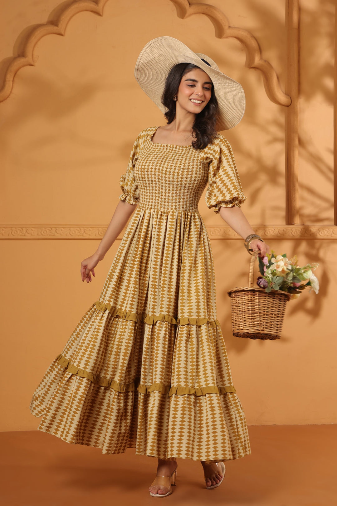 Bagru Block Printed Tiered dress