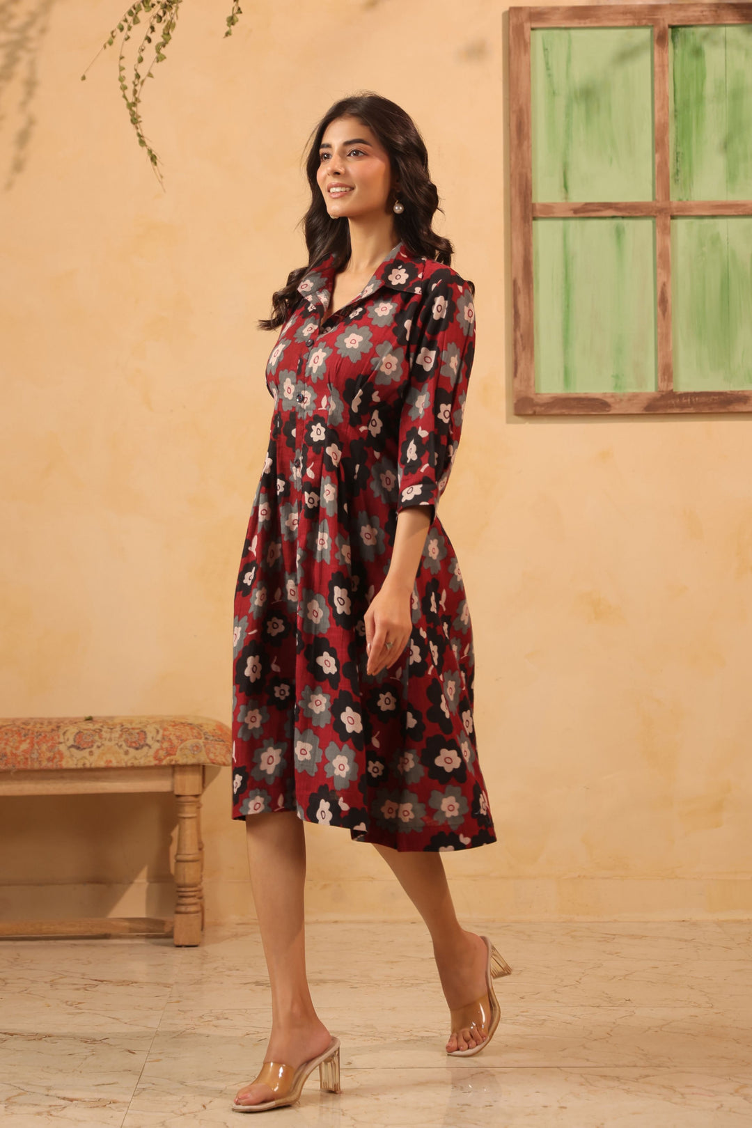 Pansy Knee Length A Line Dress