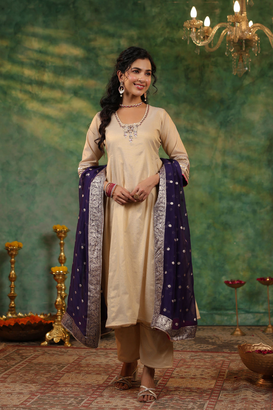 Lakshmi Tissue Chanderi Suit Set with Banarasi Dupatta