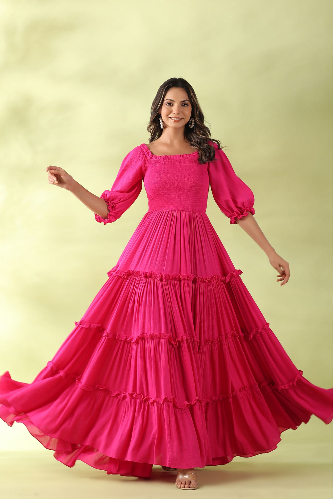 Bold Electric Pink Flared Dress Stunning Gillori Bold Electric Pink Flared Dress Stunning Gillori