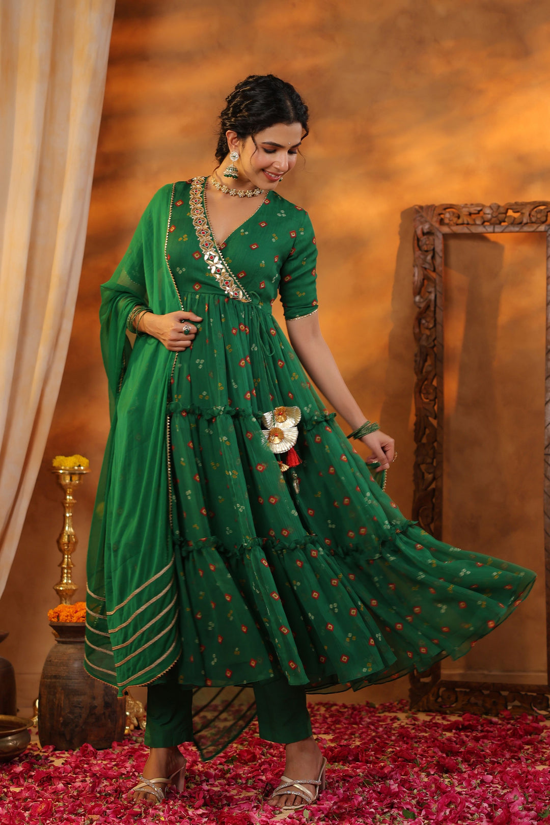 Padma Bandhani Flared Suit Set