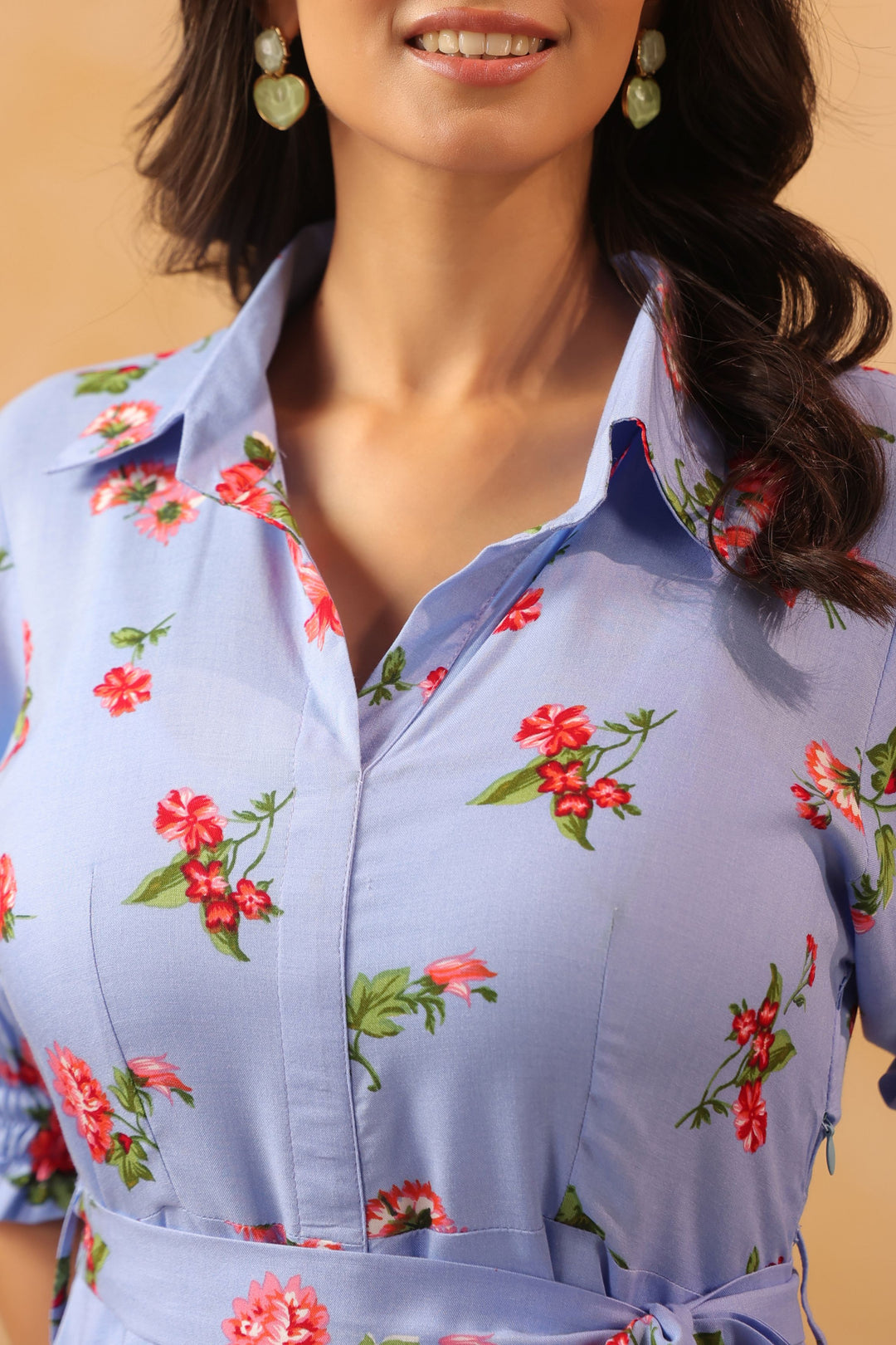 Lavender Floral A Line Flared Dress