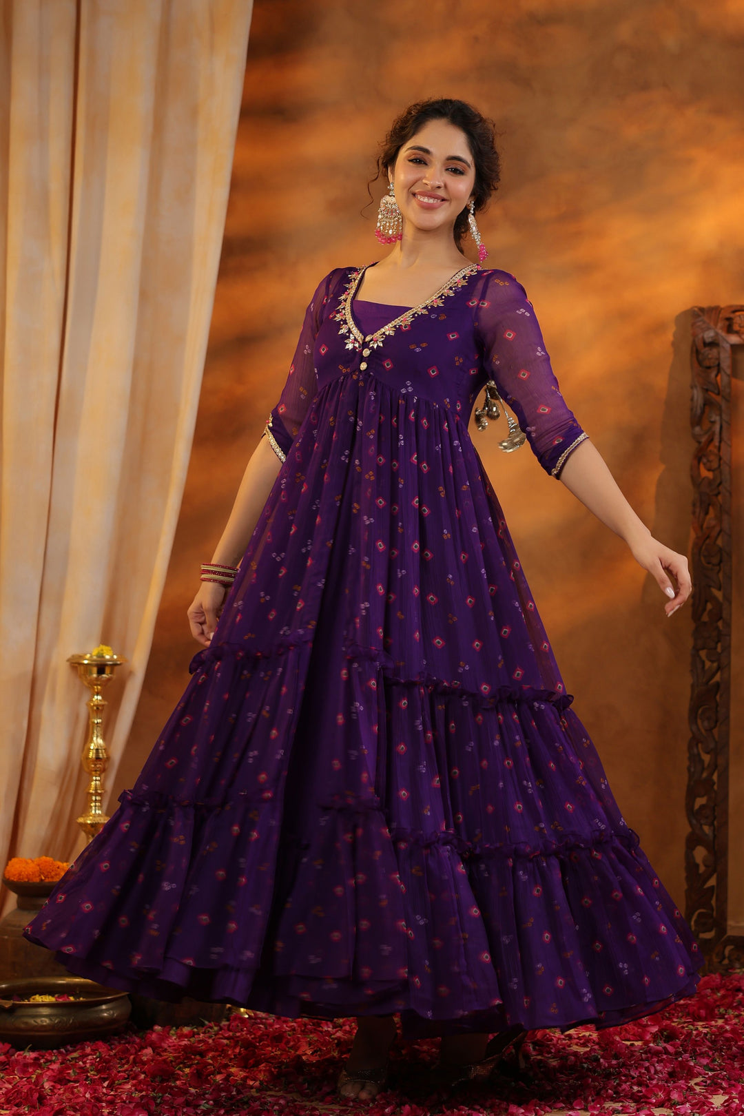 Stylish Harini Bandhani Long Dress Gillori Stylish Harini Bandhani Long Dress Gillori
