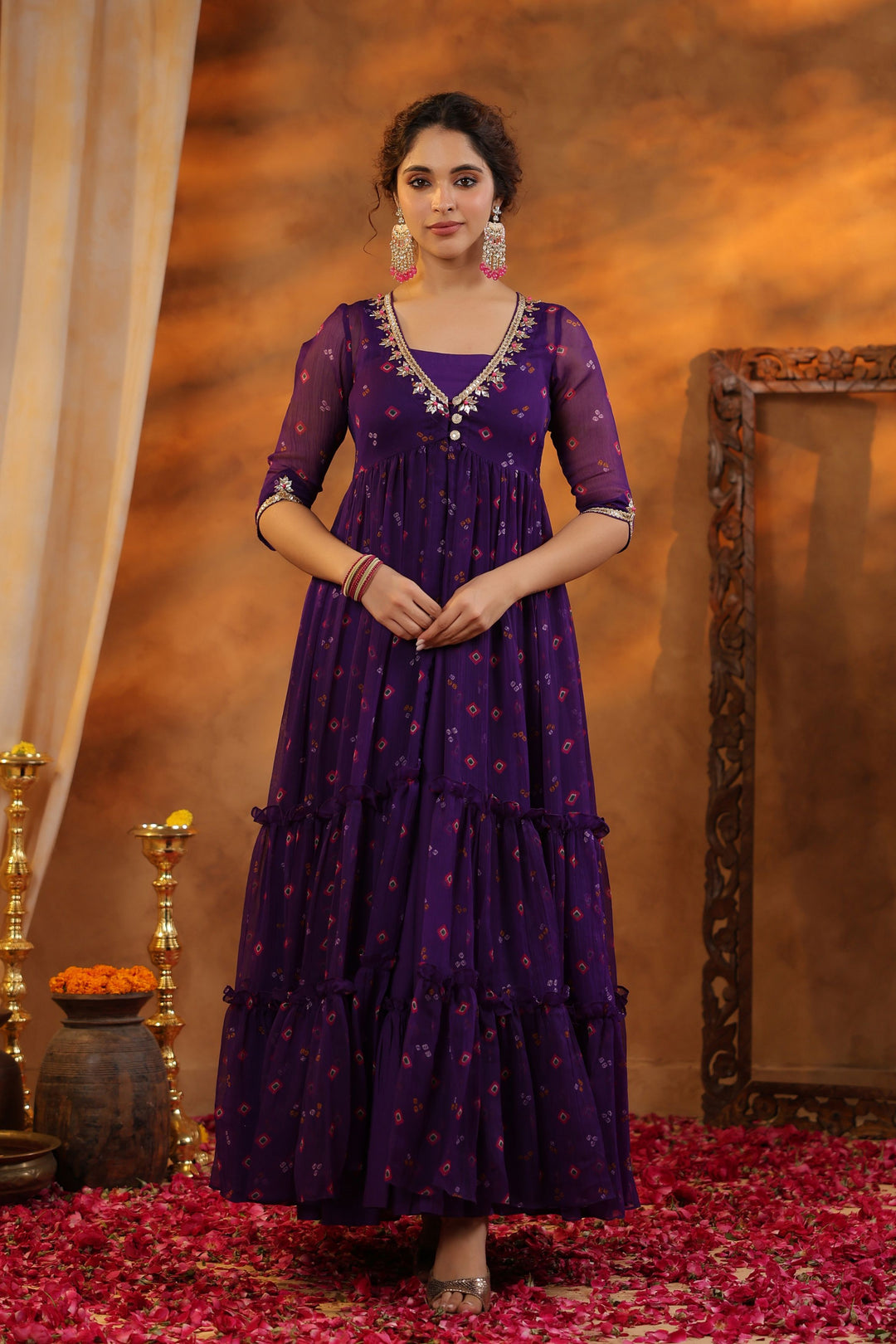 Chiffon Bandhani Dress Models Stylish Harini Bandhani Long Dress Gillori Chiffon Bandhani Dress Models Stylish Harini Bandhani Long Dress Gillori