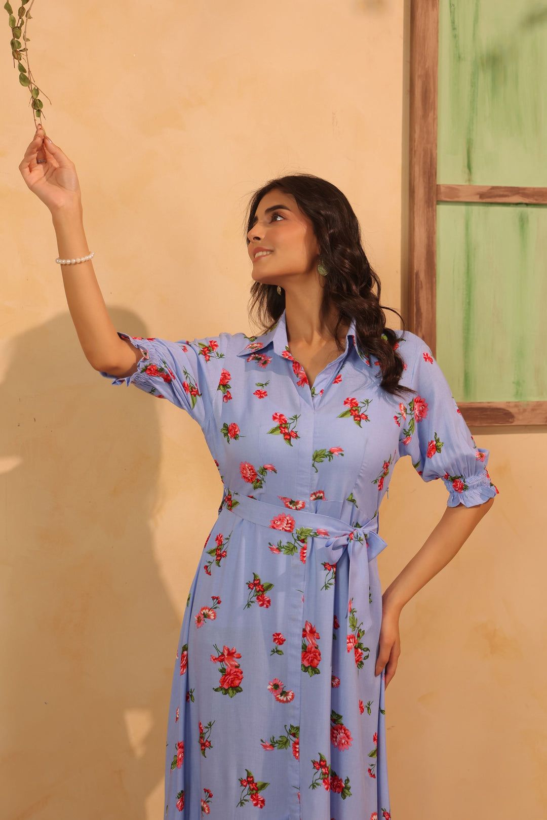 Lavender Floral A Line Flared Dress