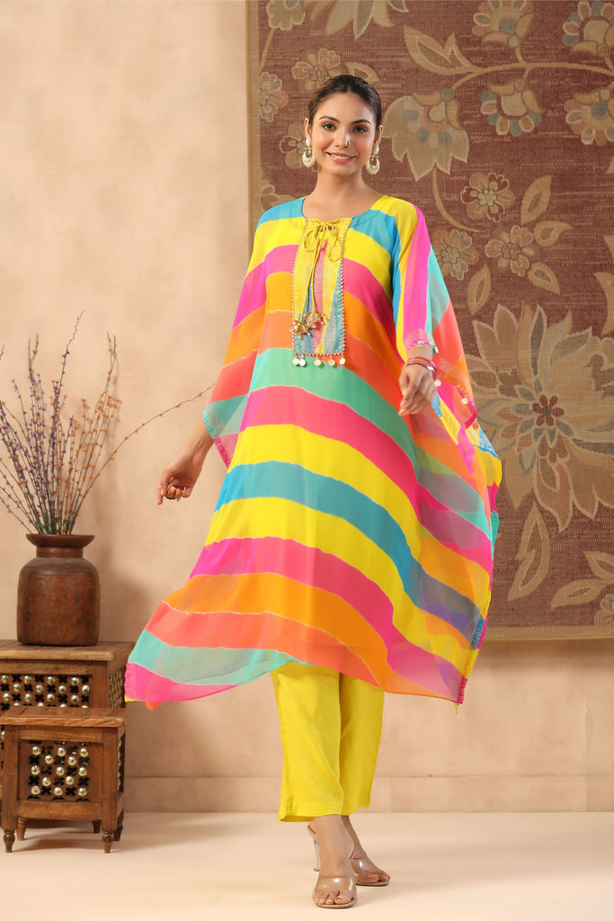 Pink City Leheriya Kaftan Pant Set – Gillori