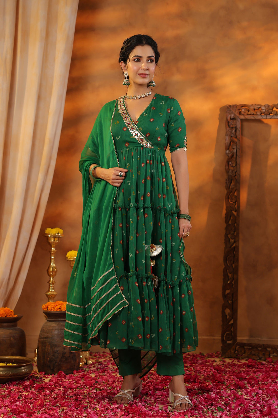 Padma Bandhani Flared Suit Set