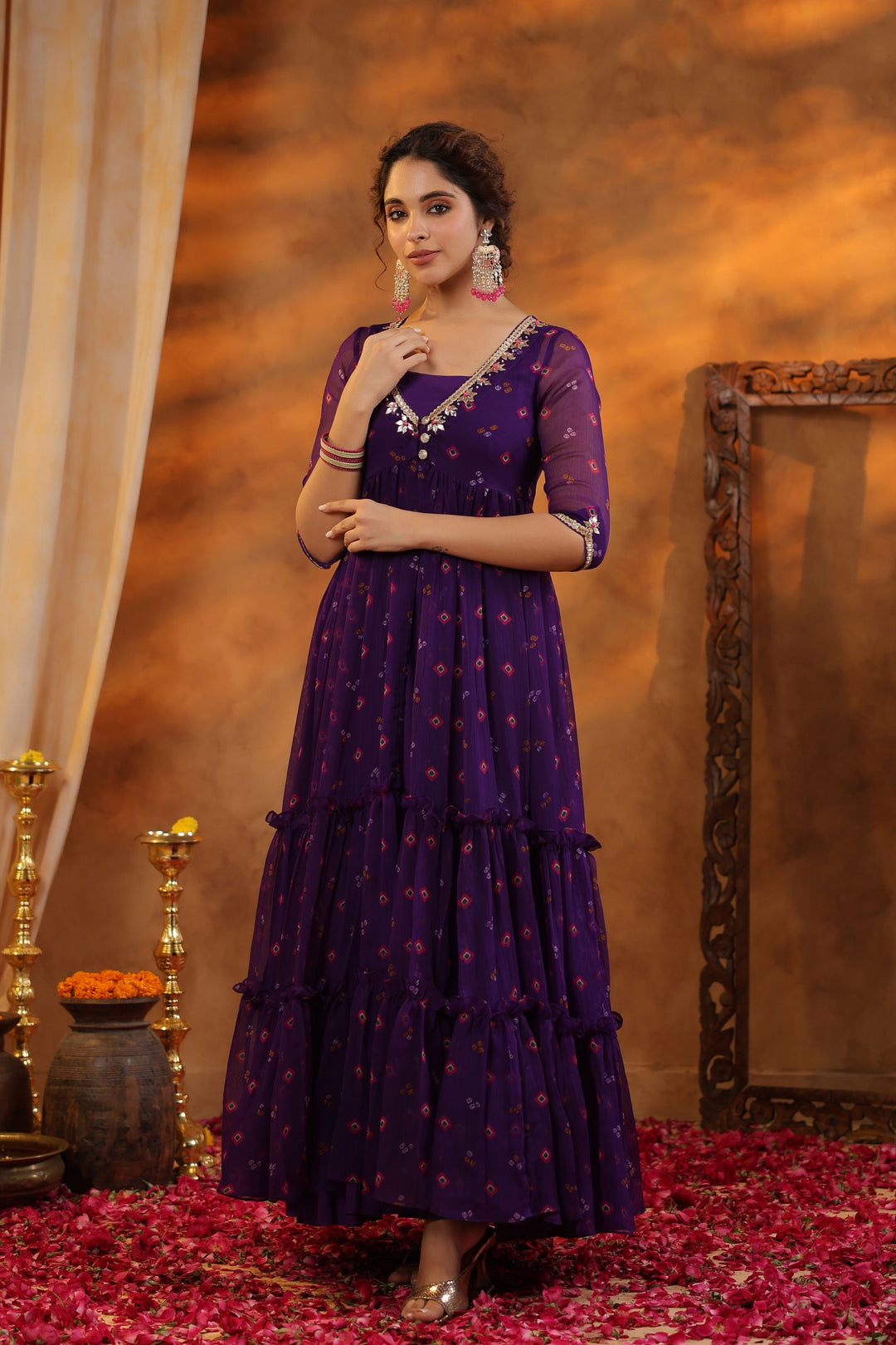 Stylish Harini Bandhani Long Dress Gillori Stylish Harini Bandhani Long Dress Gillori