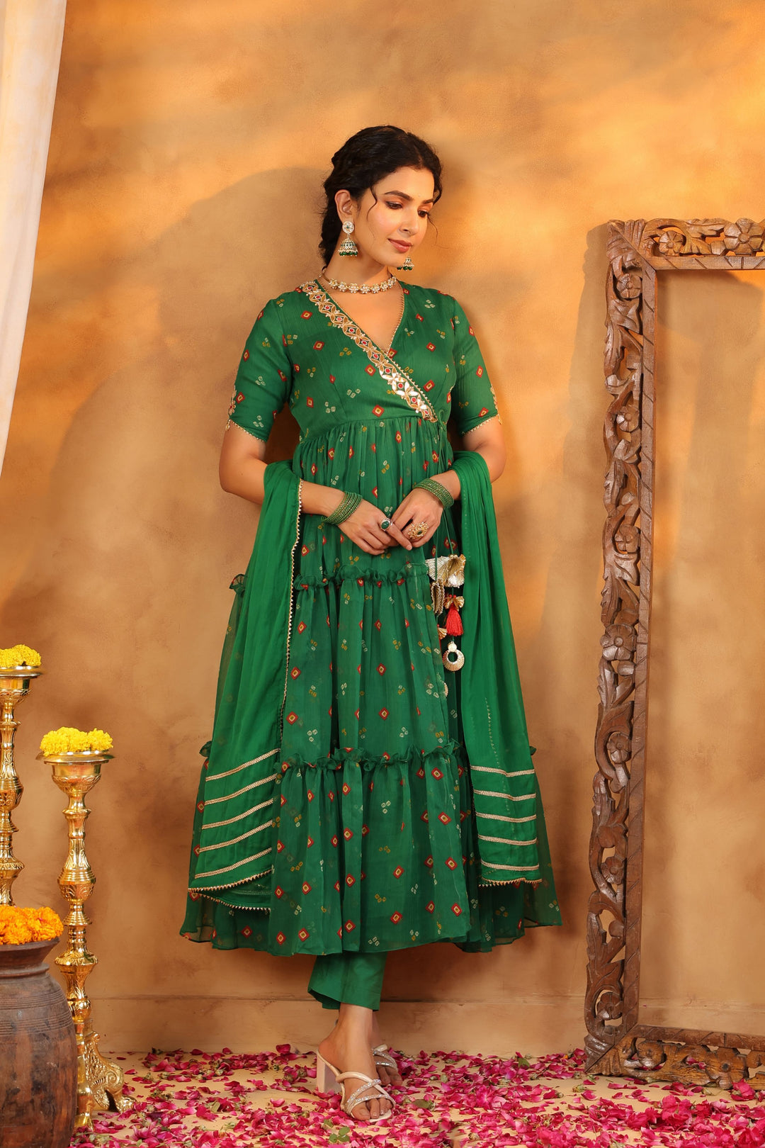 Padma Bandhani Flared Suit Set