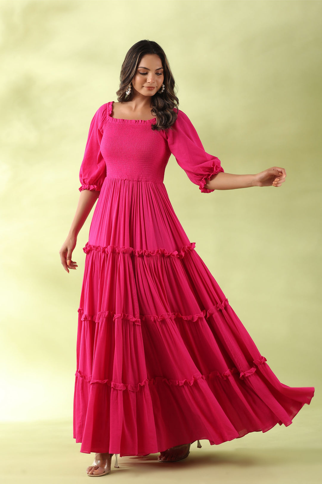Bold Electric Pink Flared Dress Stunning Gillori Bold Electric Pink Flared Dress Stunning Gillori