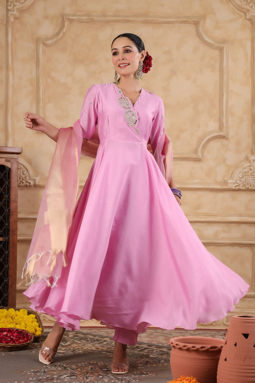 pink traditional dress Pink Hanbok Dress - Lotus Root