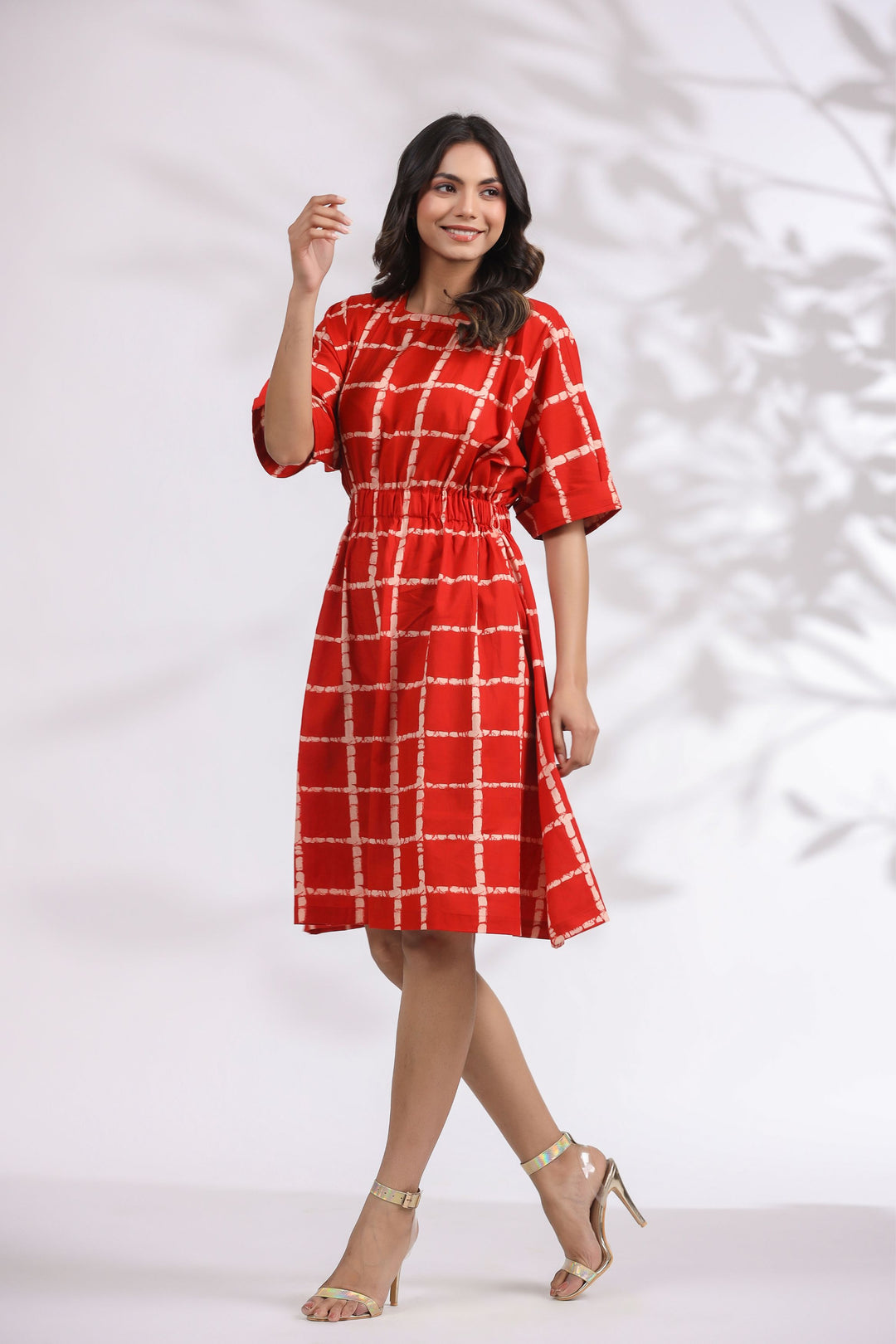 Rustic Red Knee Length Dress for Women Gillori Rustic Red Knee Length Dress for Women Gillori