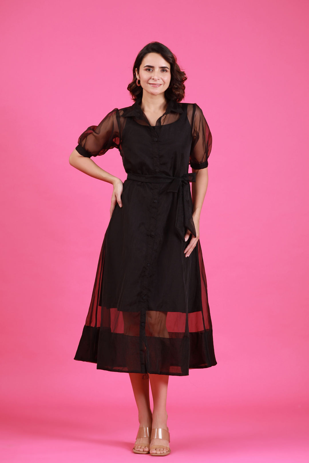 organza dress online PRINTED ORGANZA LAYERED HIGH LOW GOWN WITH EMBROIDERED BUTTERFLY, 8-9Y