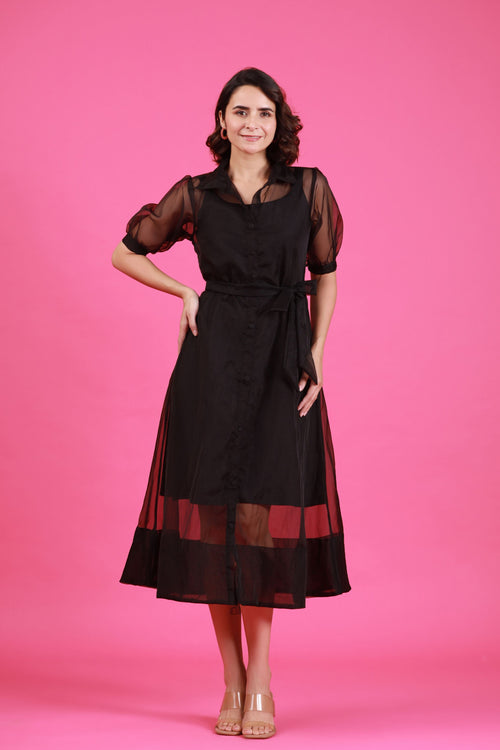 Statement Jacket Style Black Dress