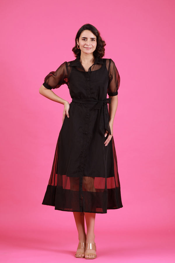 Statement Jacket Style Black Dress