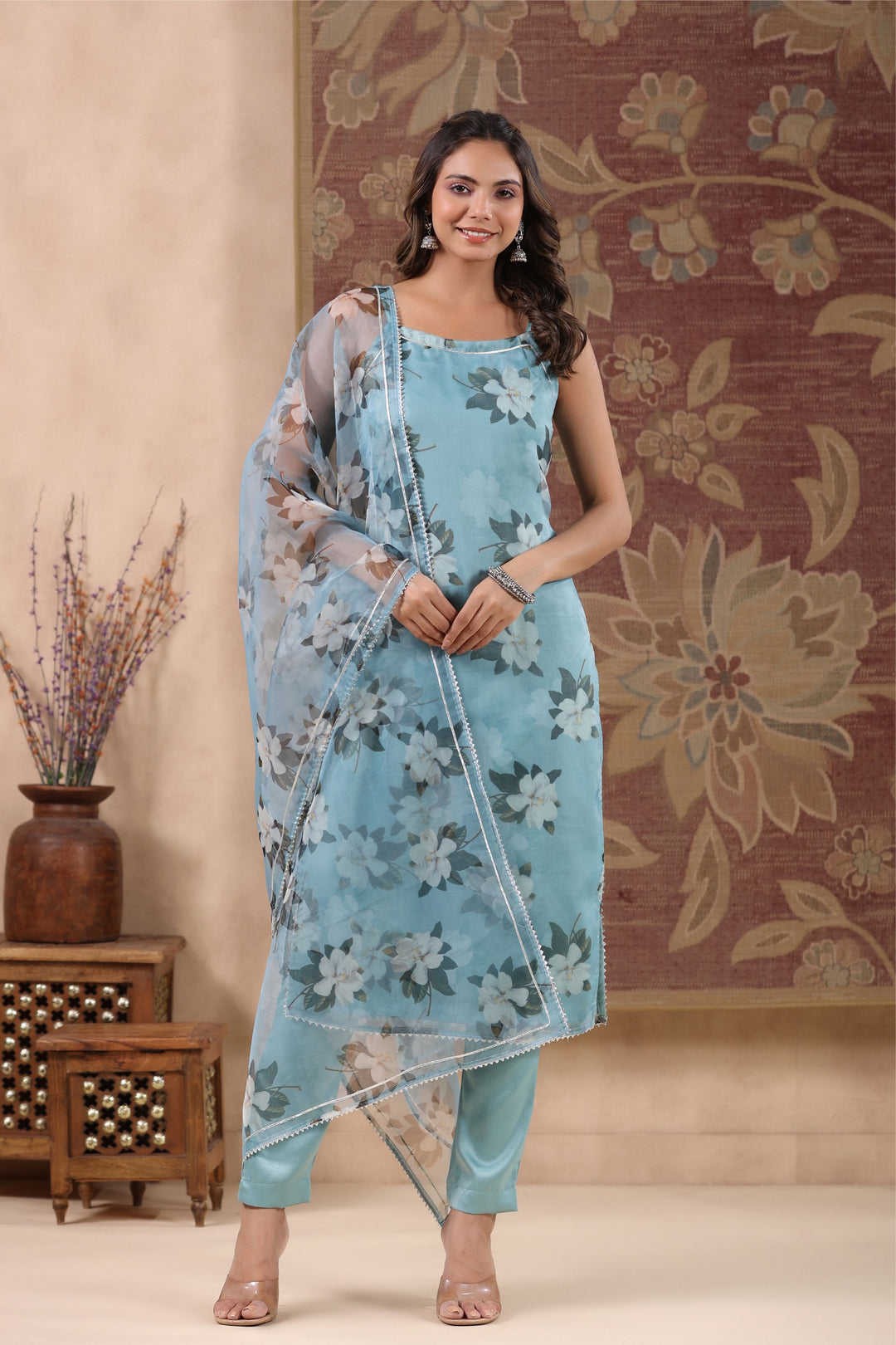 Tender Floral Organza Suit Set Gillori Tender Floral Organza Suit Set Gillori