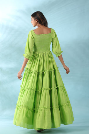 Neon Green Flared Dress