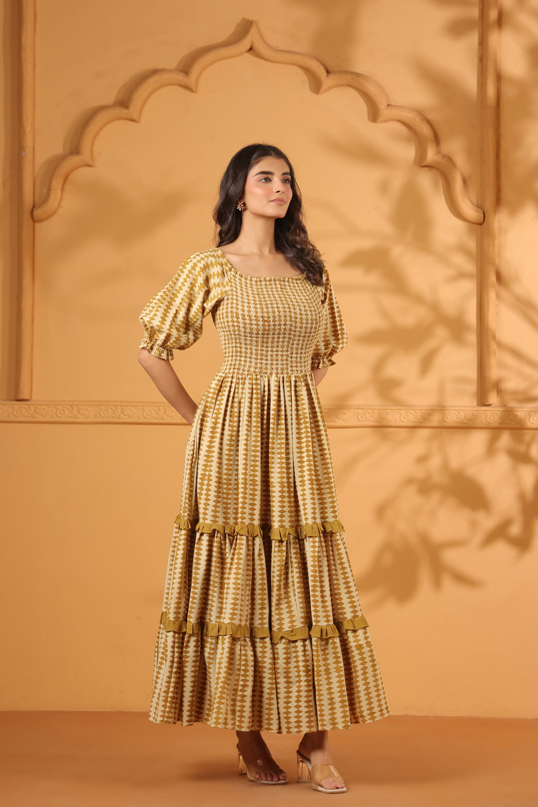 Bagru Block Printed Tiered dress
