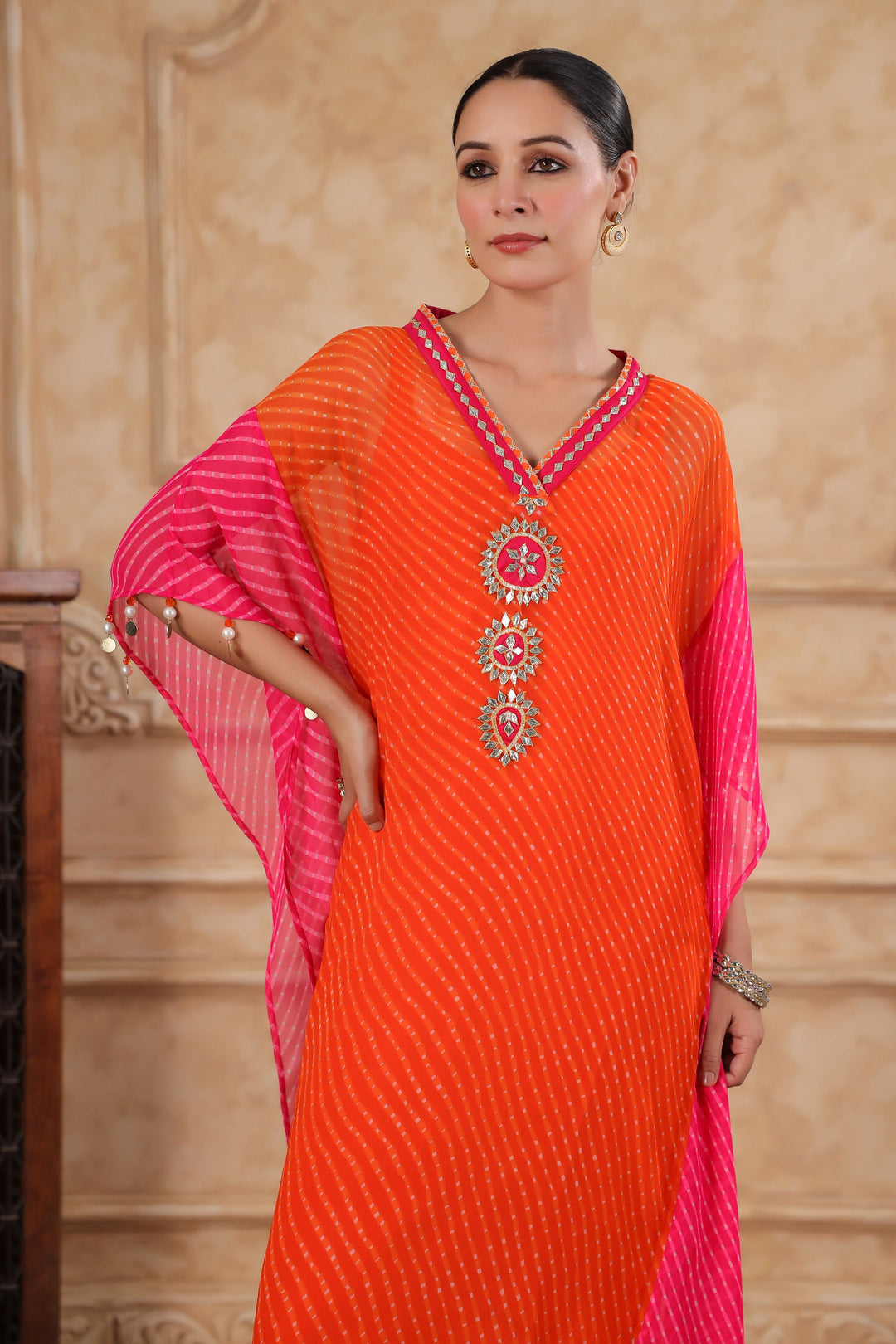 Comfortable & Stylish Ambika Leheriya Kaftan Set – Gillori Comfortable & Stylish Ambika Leheriya Kaftan Set – Gillori
