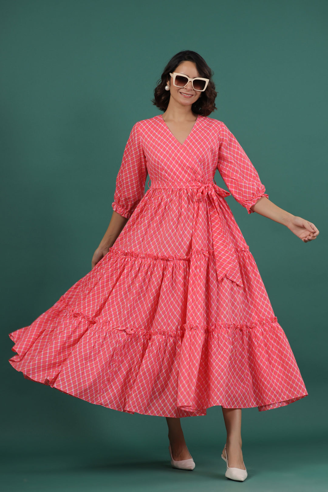 Comfortable Pink Ankle Length Cotton Dress Gillori Comfortable Pink Ankle Length Cotton Dress Gillori