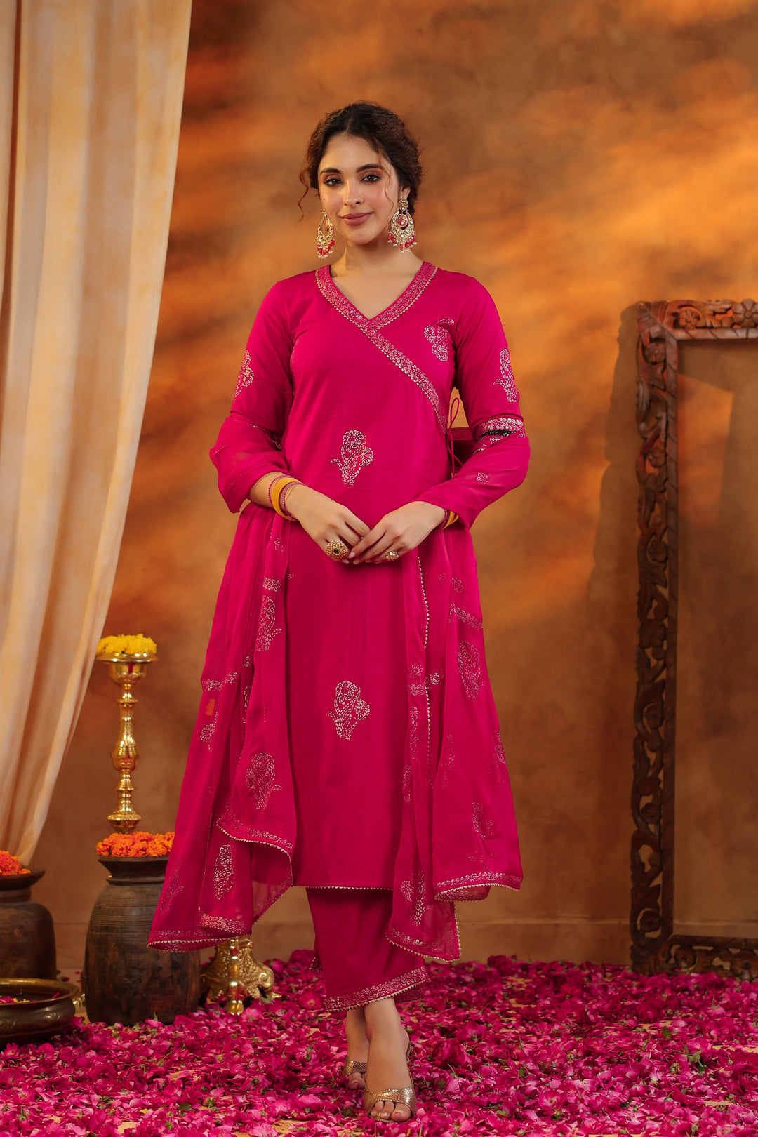 pink traditional dress Pink Organza Indian Dress, Embroidered Pakistani Nikkah Outfit