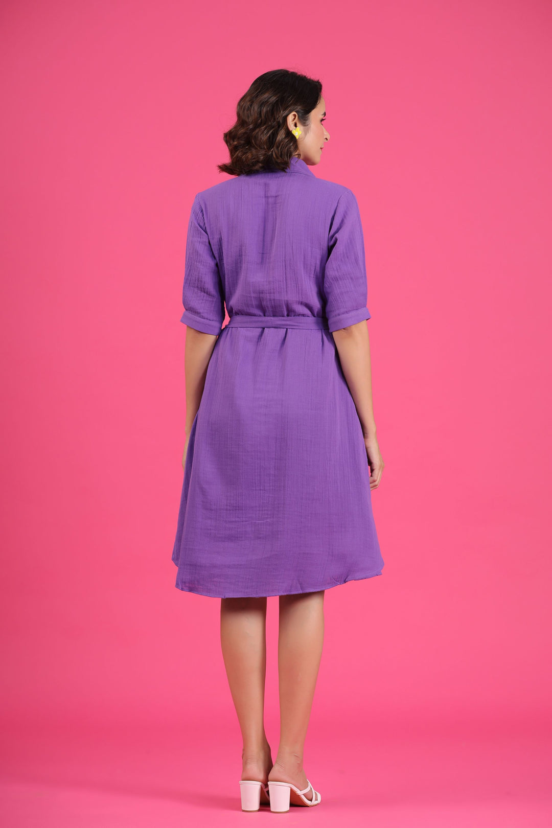Elegant Violet Knee Length Dress Gillori Elegant Violet Knee Length Dress Gillori