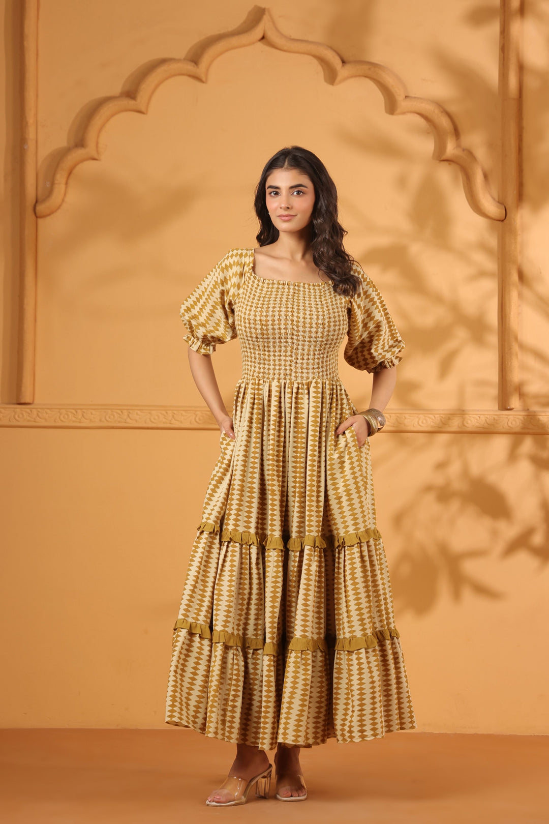 Bagru Block Printed Tiered dress