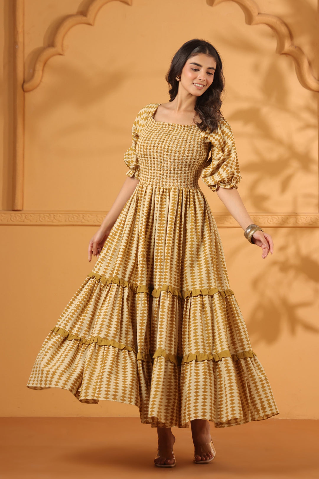 Bagru Block Printed Tiered dress