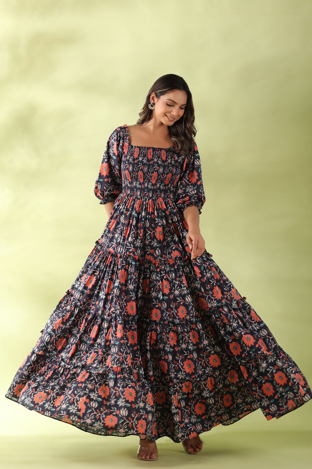 Long Sleeve Blue Floral Boho Dress Long Floral Dresses For Women 2025 Elegant Boho Tie Belted Long Sleeve Blue Floral Boho Dress Long Floral Dresses For Women 2025 Elegant Boho Tie Belted