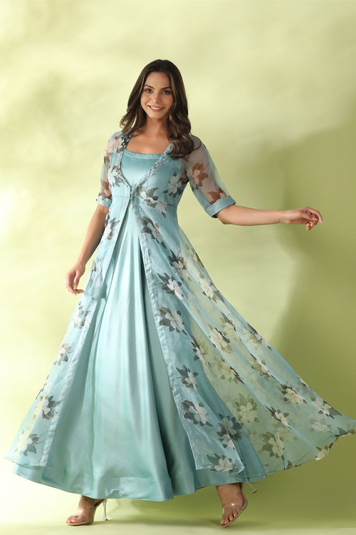 Pistachio green evening dress