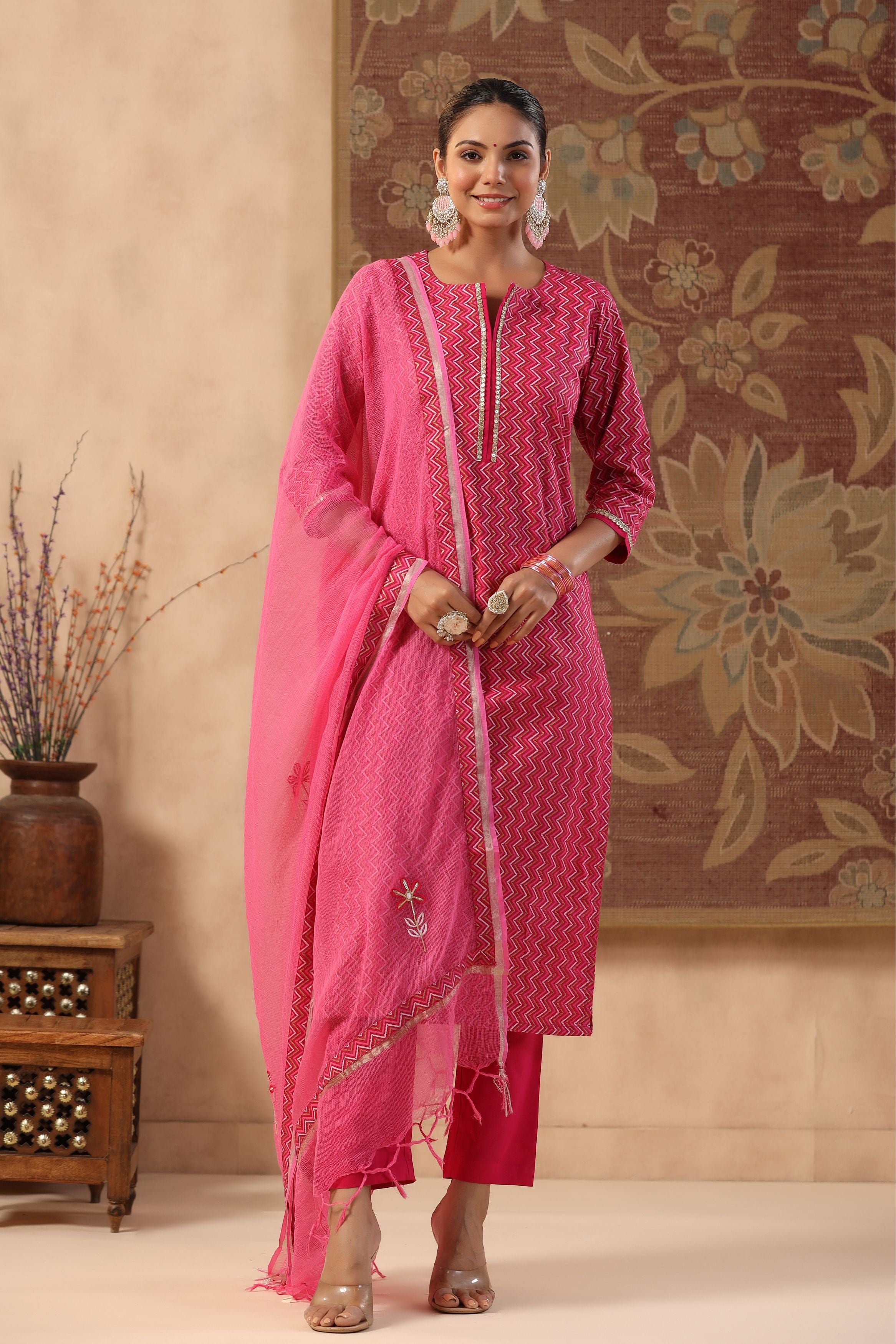 Rani Straight Gold printed suit Set