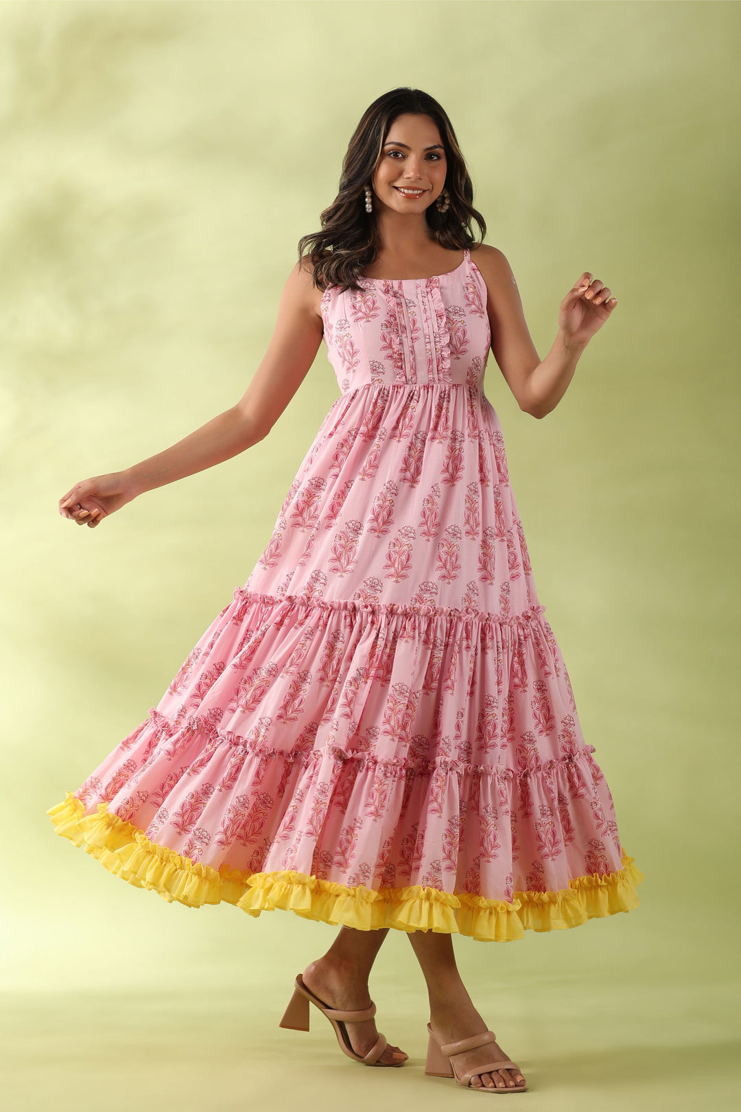 Feminine Spanish Pink Tiered Dress Chic Fit Gillori Feminine Spanish Pink Tiered Dress Chic Fit Gillori
