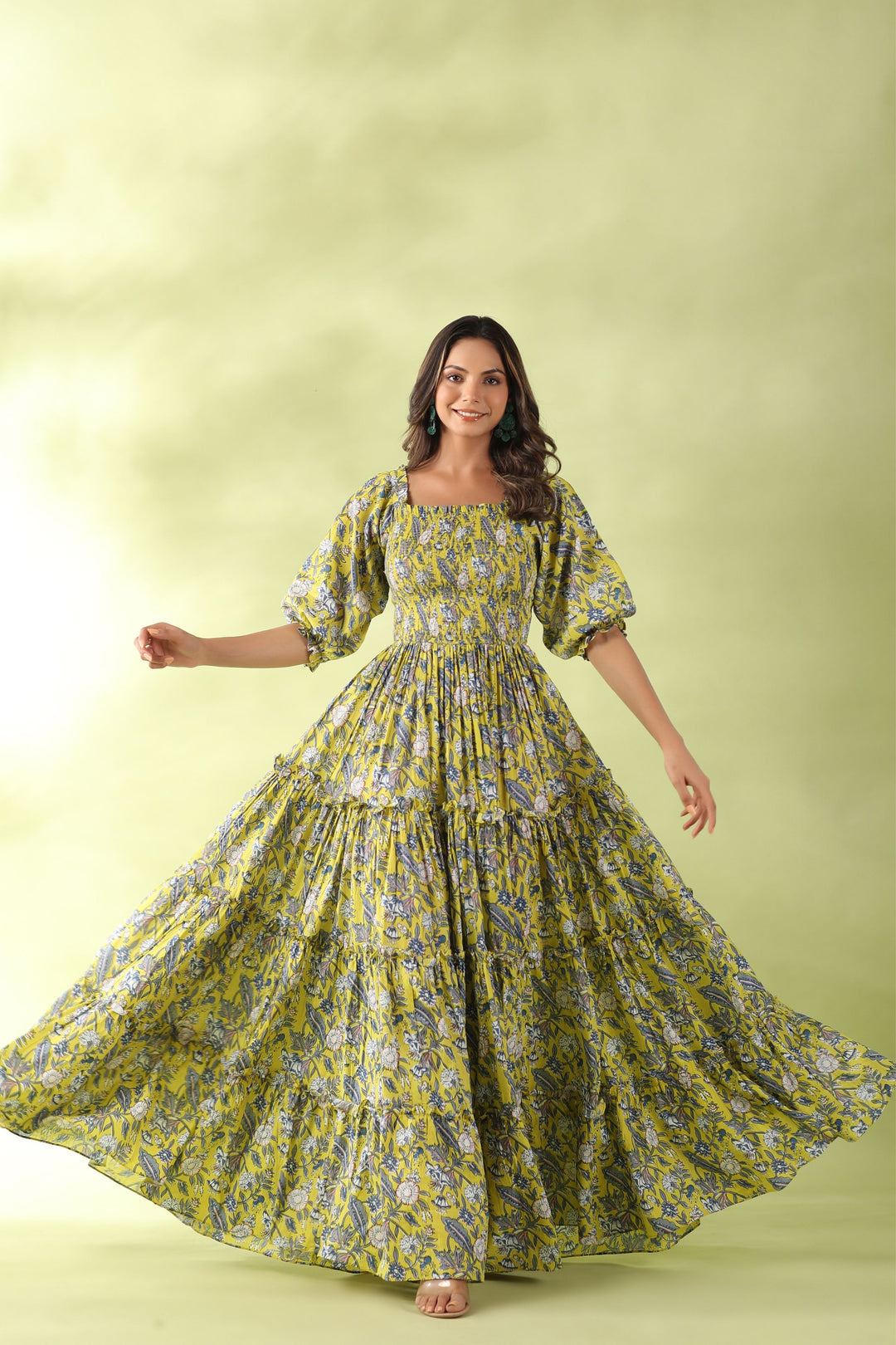 Get This Pure Cotton Lime Green Tiered Dress Gillori Get This Pure Cotton Lime Green Tiered Dress Gillori