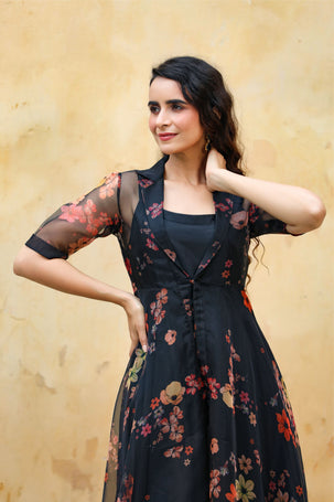nari shringar Women A-line Black Dress - Buy nari shringar Women A-line  Black Dress Online at Best Prices in India
