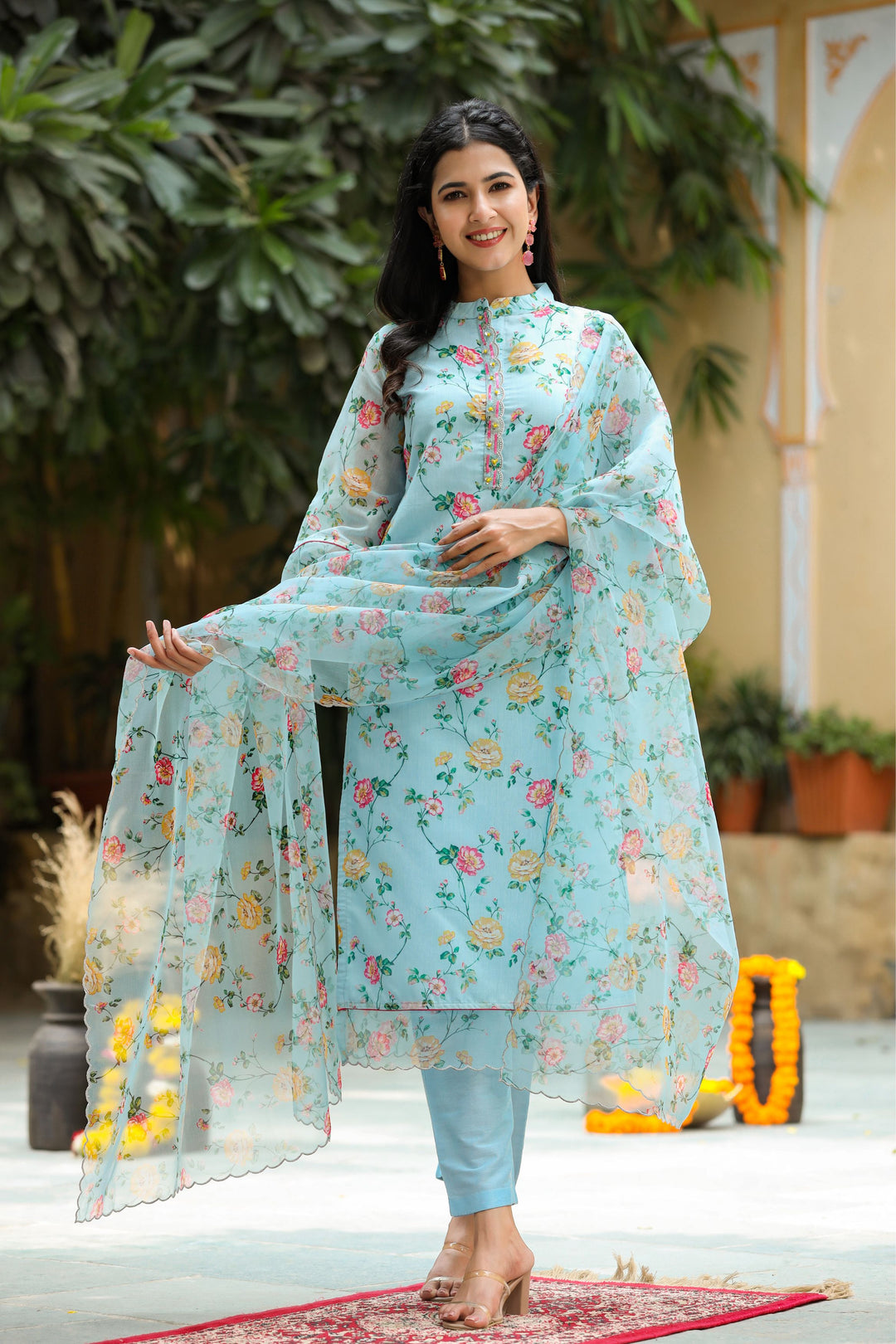 chanderi dress designs Chanderi Silk Readymade Designer Salwar Suit For Festival