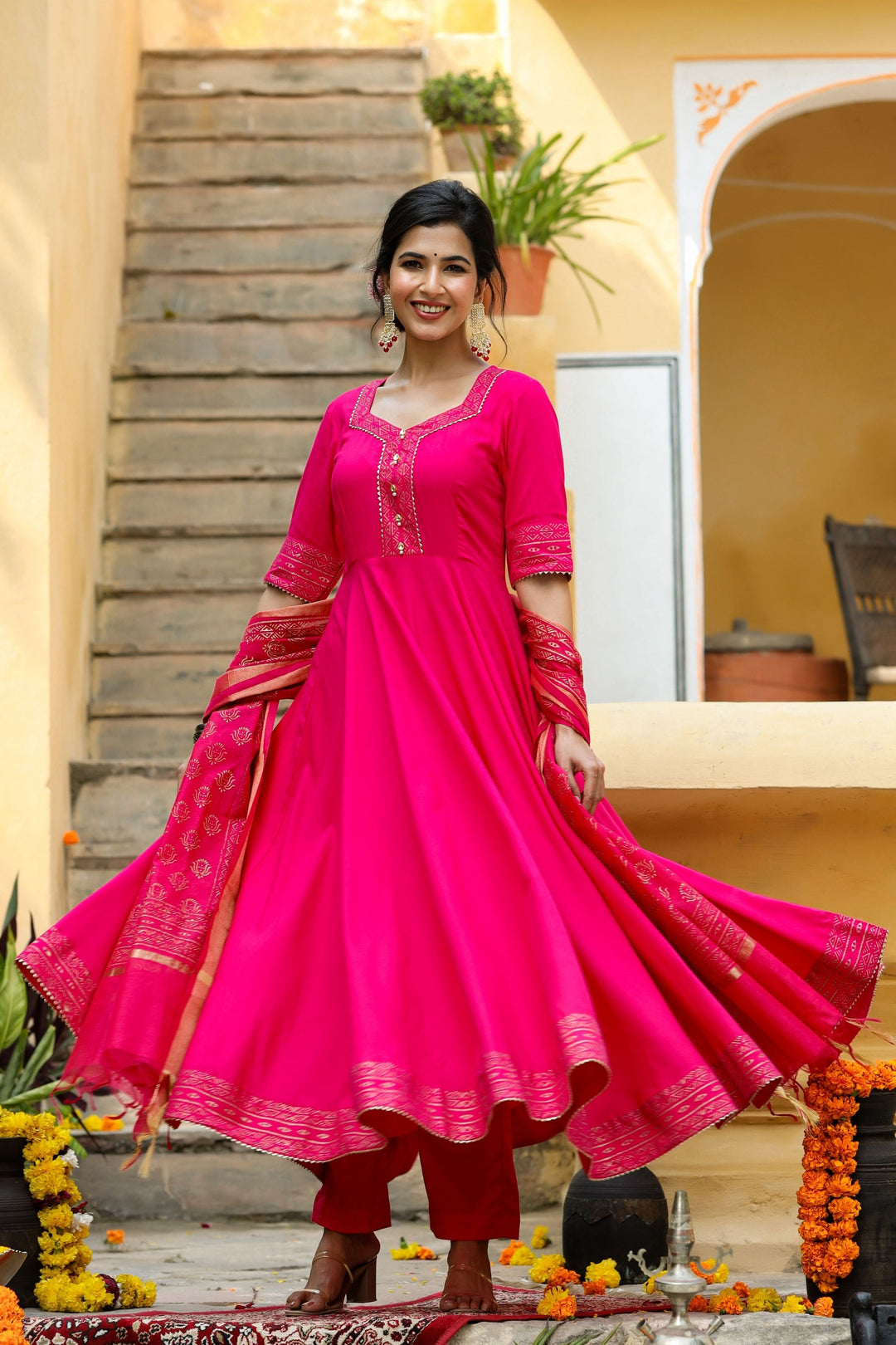 Rani Pink Flared Suit Set