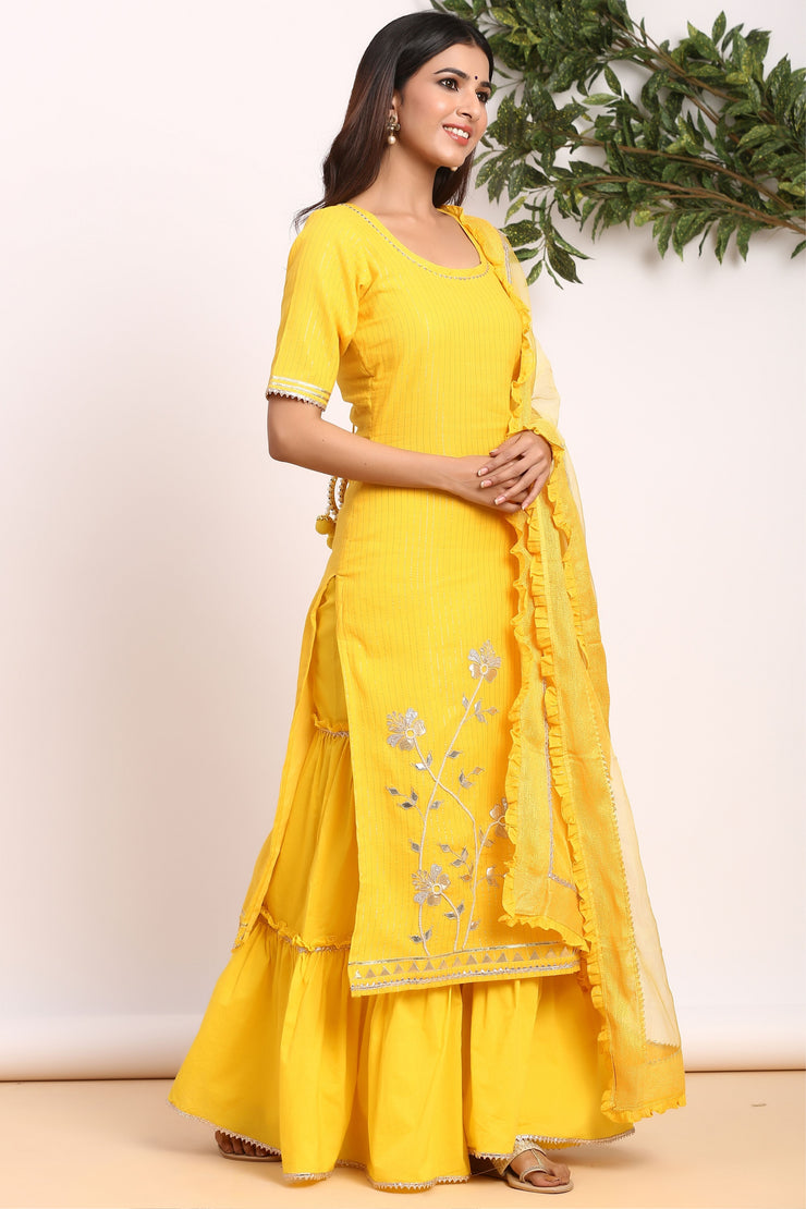 Gillori yellow festive dress for women