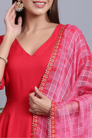 Gillori Red Suit set with dupatta for women