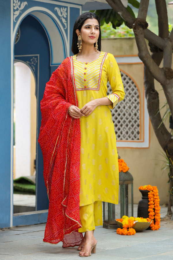  Toran Suit Set with Bandhej Dupatta