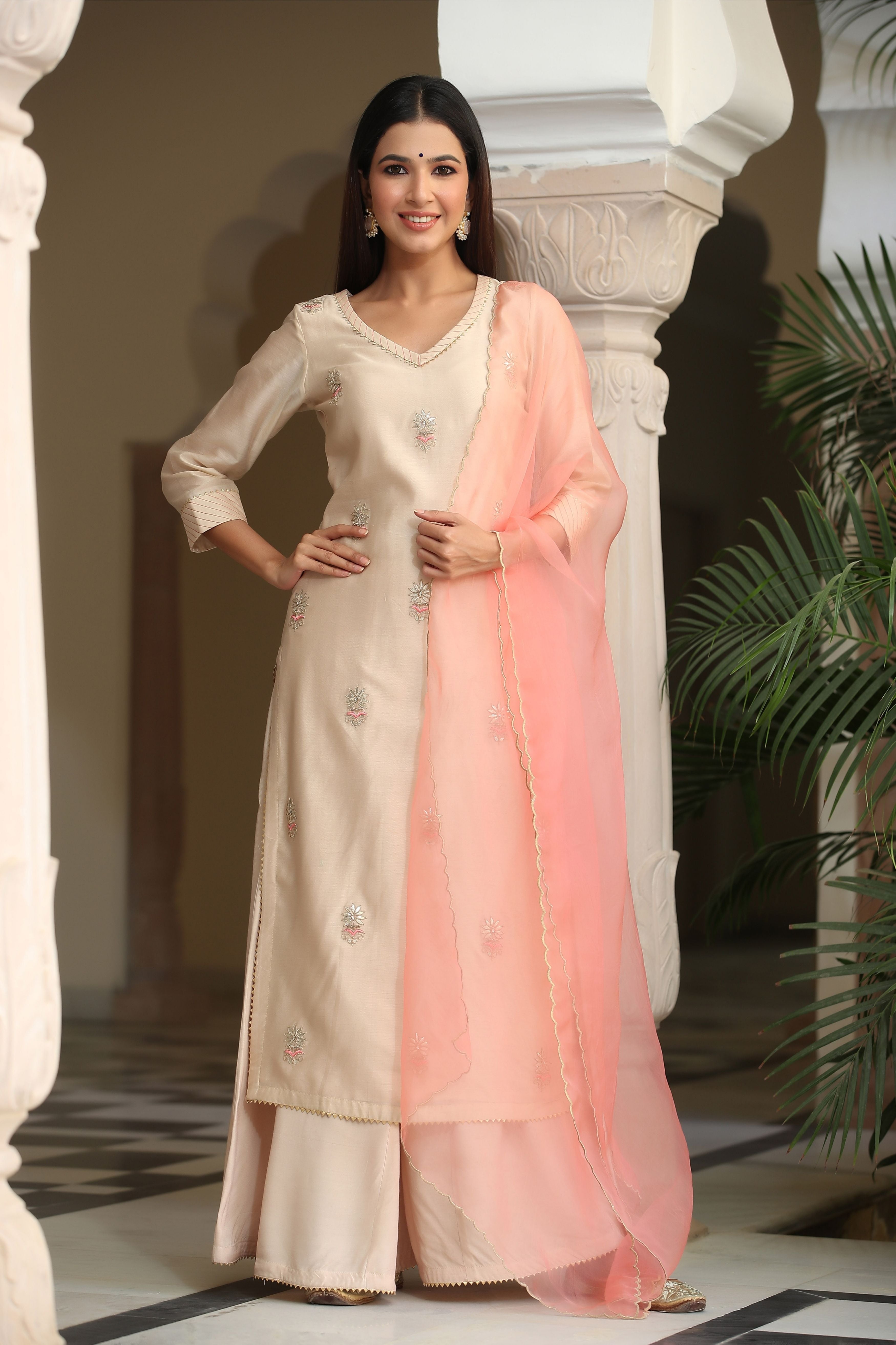 Banarasi Chanderi Silk Fabric Indian Wear Salwar Kameez Suits  Embroidered,khatli and Kantha Worked Cotton Trouser Top Suits Jacquard  Dupatta - Etsy