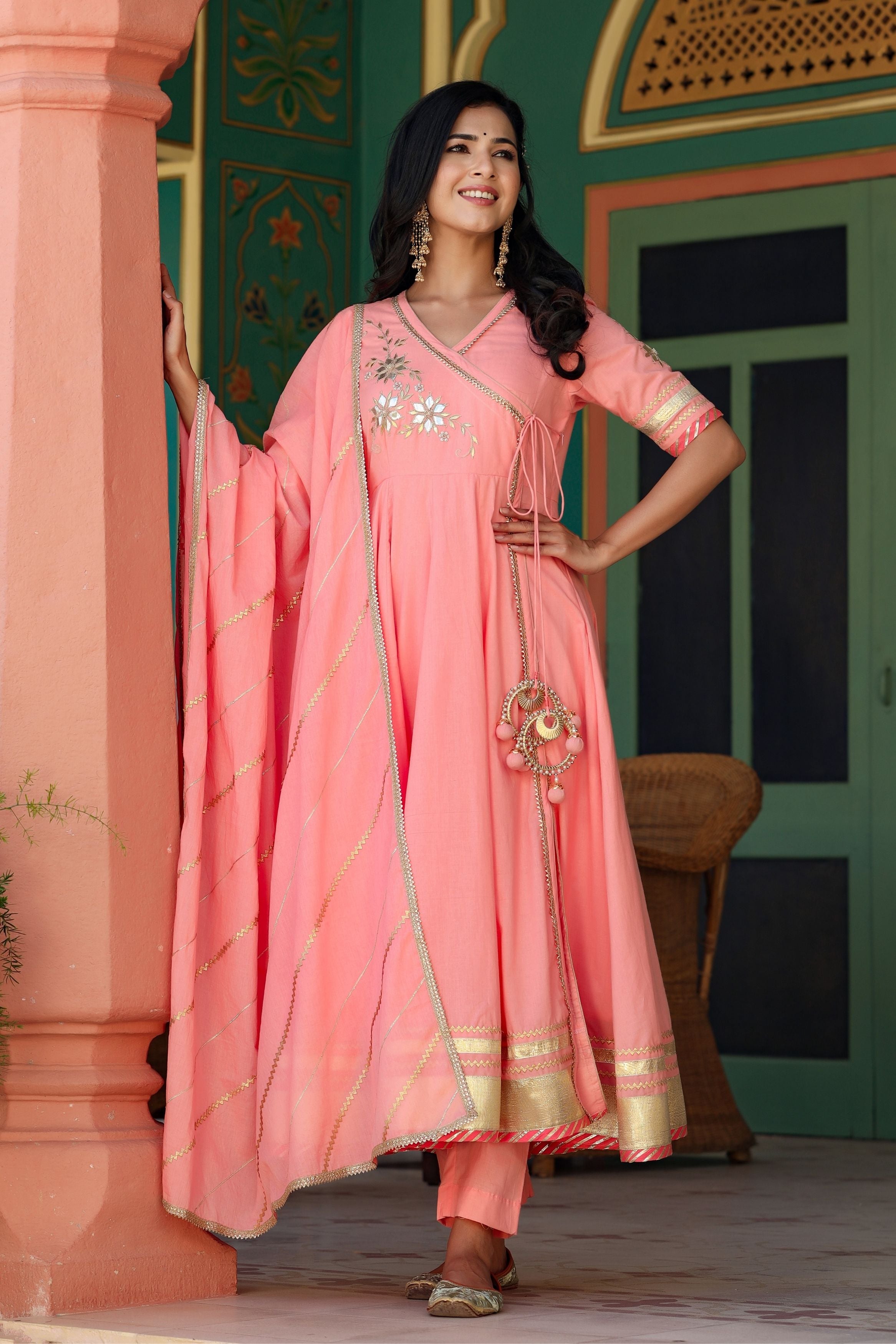 Peach hot sale colour anarkali