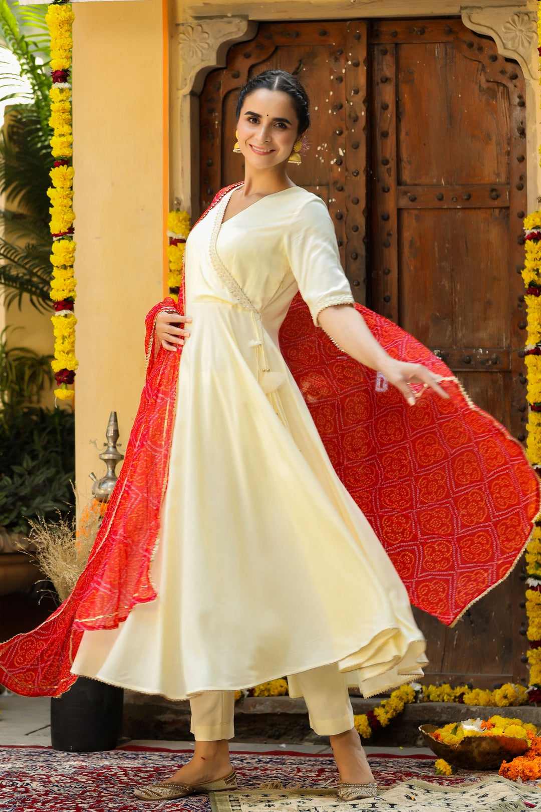 Women's Mughal Jaal Chanderi Suit Set - Gillori