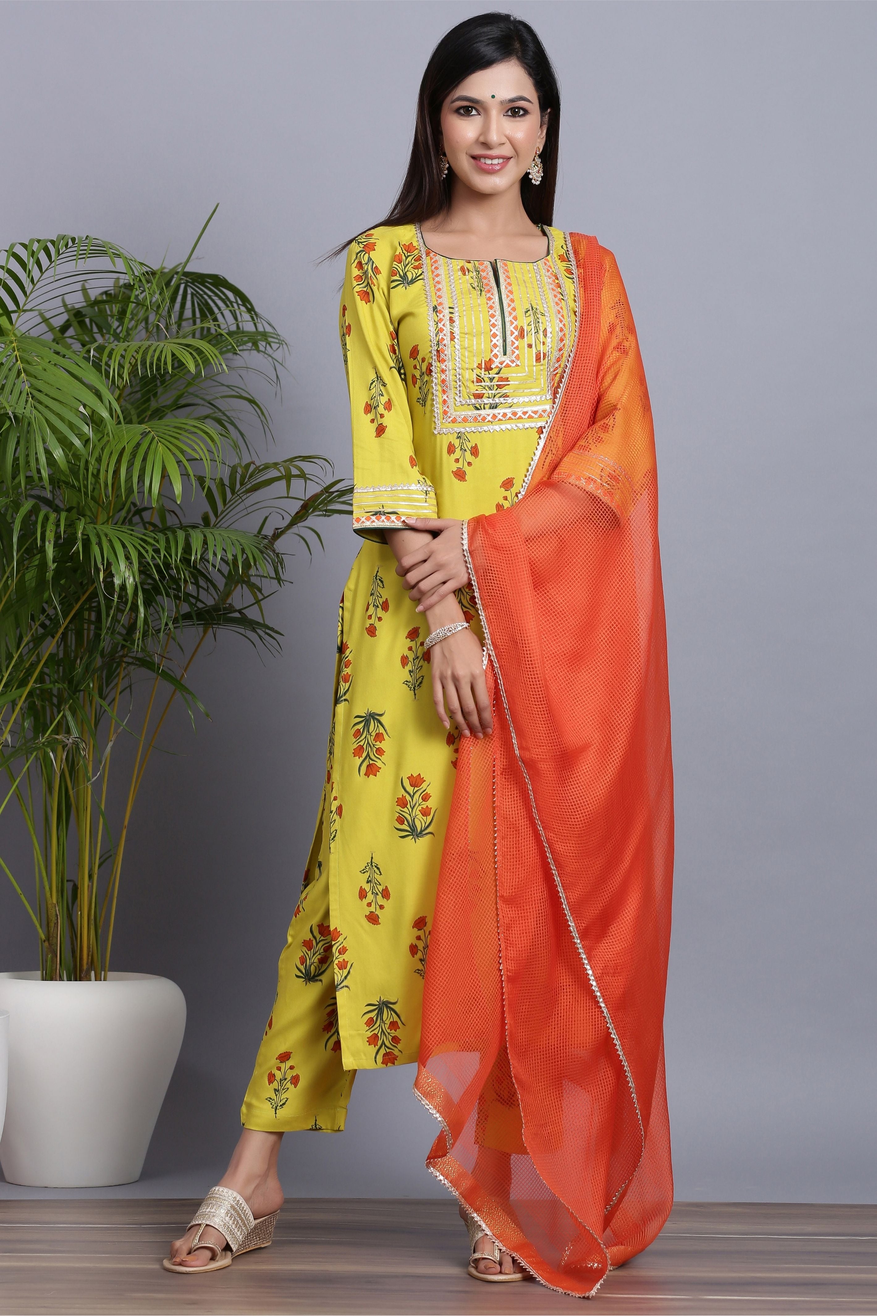 Yellow Georgette and Tulle Suit Set - Piyanshu Bajaj - East Boutique