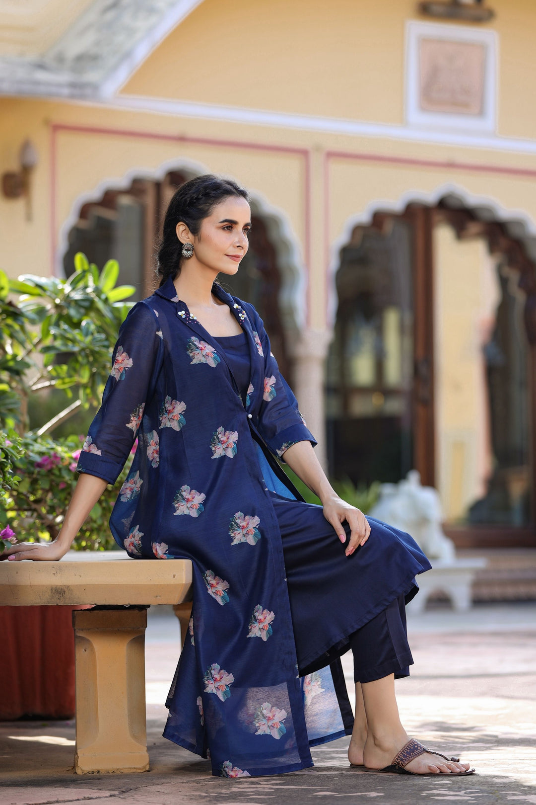 Midnight Blue Three Piece Jacket Dress – Gillori Midnight Blue Three Piece Jacket Dress – Gillori